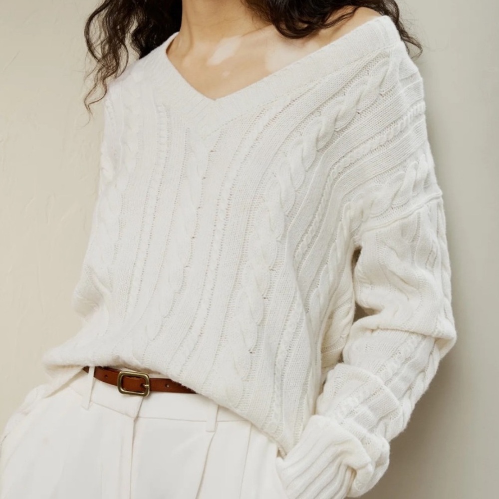 LILYSILK 100% wool and cashmere sweater Ivory